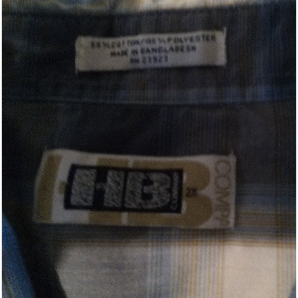 HB Company Mens Size 2xl Blue White And Brown Short Sleeve Western Shirt - Picture 3 of 4
